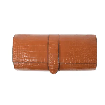 Custom logo Vintage Jewelry Organizer Pu Leather Jewelry Roll Folding Luxury Jewellery Pouch for Gift