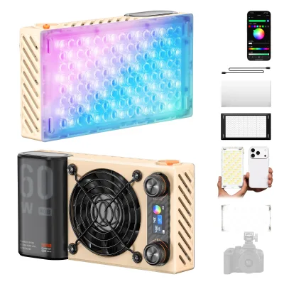 ZHIYUN FIVERAY M60 Ultra RGB Video Light, 60W Portable Outdoor Handheld Photographic Light, APP Control, 2500K~10000K