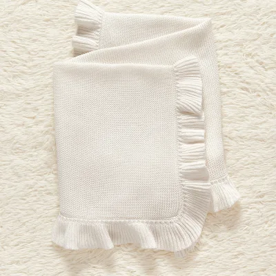 INS All-Season Baby Ruffle Knit Throw Blanket Infant Pure Cotton Stroller Cover Children's Bed