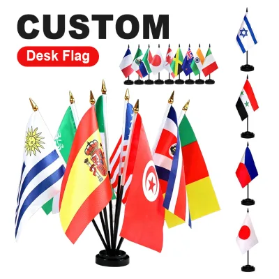 Wholesale Printed Logo Display Branding Flag Conference Event Table Advertising Desk Flags Stand Promotional Office Flags