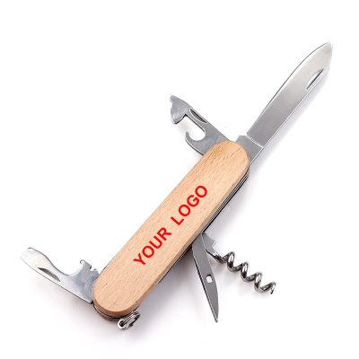 Factory Direct Sale Useful and High-quality  Stainless Steel SWISS Knife  Multi Function Pocked Knife  with Wood Handle