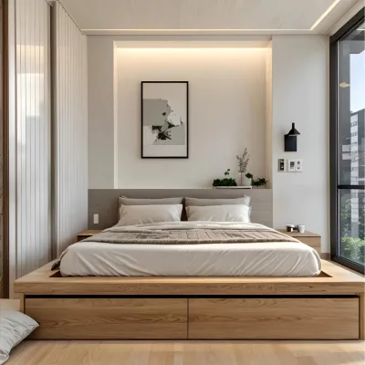 Wooden Platform Bed Bedroom Furniture Bed Double Bed