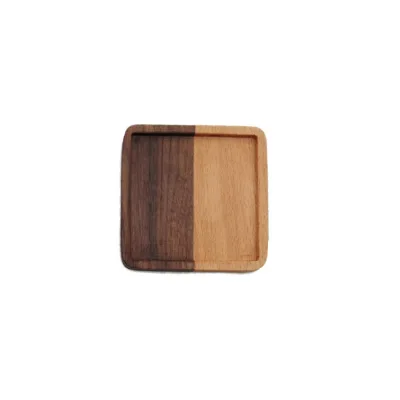 wooden rustic Color Cup Coasters Eco-friendly Custom Beech Walnut  Coaster