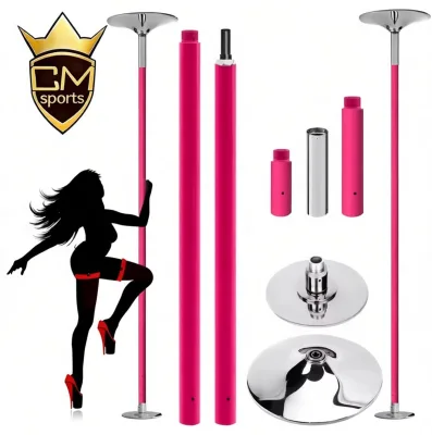 CHENGMO SPORTS Cross-border Portable Silicone Indoor Pole Dancing Training Gym Home Use Dancing Pole Pink Solid Threaded Version