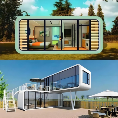 Luxury Futuristic Prefab Space Capsule Hotel Units for Glamping Resorts
