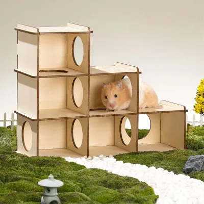 Hamster Hideout, Multi-room Hamster House Maze, Suitable for Guinea Pigs. Have Fun Building a Great Box for Your Hamster