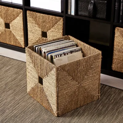 Hot Sale Square Hand-woven Sraw Water Grass Seagrass Storage Basket