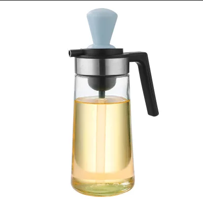 T-shaped Handle Glass Cooking Oil Bottle with 304 Stainless Steel Nozzle Heat Insulation & Anti-scalding Cap with Brush