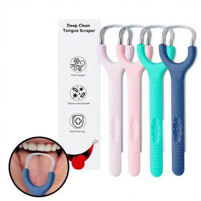 Stainless Steel Tongue Scraper Heart Shape for Breath Fresh & Oral Hygiene