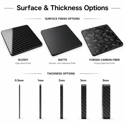 Carbon Fiber Plate 400x500mm 500x500mm 0 2mm to 50mm Thickness Custom Sheet Size Cut to Order Precision Edge Finishing Factory