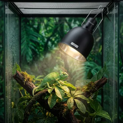 REPTI ZOO 5.5 Inch E26 Basking Lamp Reptile Heat Lamp Dimmable Deep Dome Fixture for Bearded Dragon Leopard Gecko Terrarium