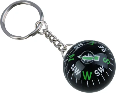 Ball Compass Keychain, Small Useful Outdoor Tool Gift Hiking Key Ring Compass for Camping, Backpacking