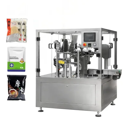 Weighting Type Rotary Pre-made Pouch Packing Machine 8 Workstations for Granular Fish Feed Dried Goods