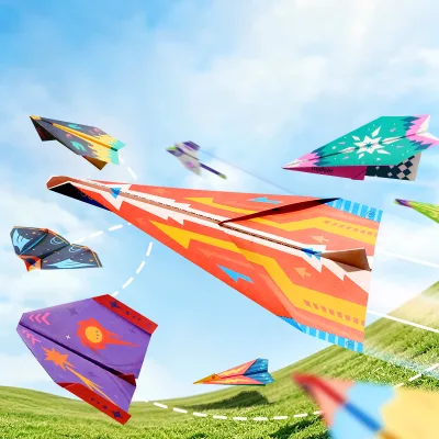 Paper Airplane Kit DIY Making Origami Craft Planes Kids Fold Fly Activity Set MIDEER