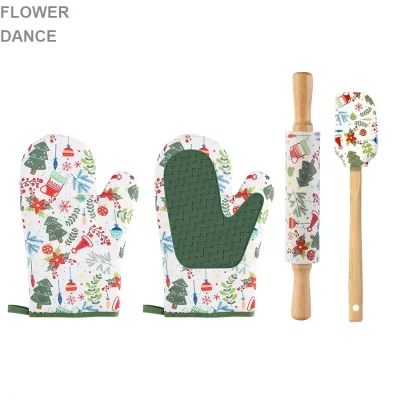 New Christmas Series Baking Tools High Temperature Resistant Gloves Rolling Surface Oil Brush Scraper Dishwasher