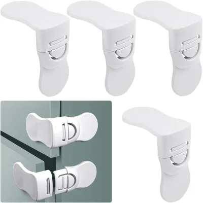 Baby Safety Lock Baby Proofing Kit Drawer Lock Set of 4, 90°Right Angle Furniture Guard Lock Easy Installation Child Safety