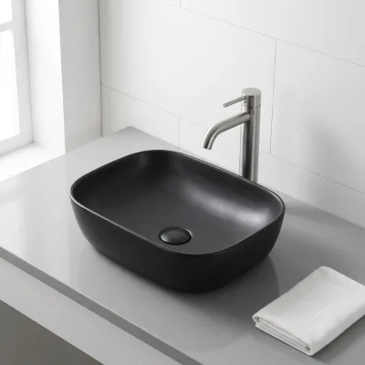 Modern Design Matte Black Bathroom Vessel Sink Above Counter Art Basin Vanity Sink