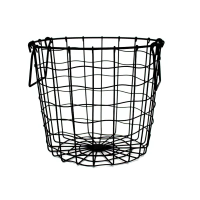 Nordic Iron Metal Eco-Friendly Multifunction Storage Basket with Grid Design in Black for Home Use and Dirty Clothes