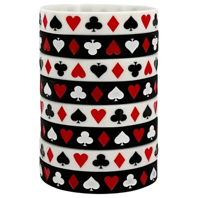 Silicone Bracelets Poker Star Funny Wristbands Poker Pattern Silicone Wristbands for Couples, Fashionable Jewelry for Daily Wear