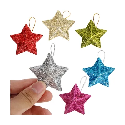 Classic 10CM Christmas Tree Decoration Pendant Hanging Three-Dimensional Stars Xmas Atmosphere Props