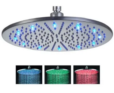 7 Colors Change Round Bathroom Temperature LED Rainfall 16 Inch Shower Head