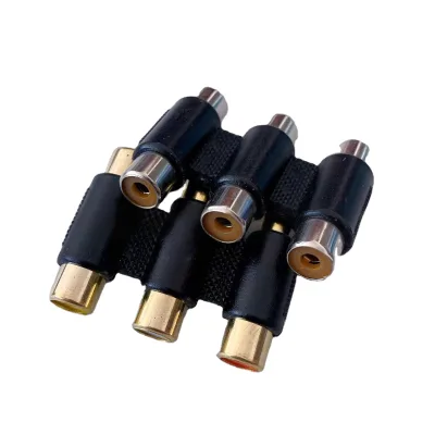 Audio Video 2 Rca 3 Rca Female to RCA 2rca 3rca Female Straight Converter AV Coupler Connector Gold Plated Adapter Plug Socket