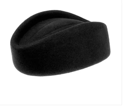 Custom 100% Wool Felt Beret Cap Stewardess Flight Attendant Pillbox Hat
