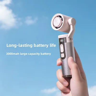 Cross-border 2026 Outdoor Handheld Fan High-Speed Ice-Cooling Brushless Motor 2000mAh Battery Long Wind Power Portable Folding