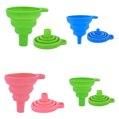 Changyeah Foldable Silicone 4-Piece Kitchen Funnel Set Durable & Attractive Design for Beer/Liquid Transfer (Blue)