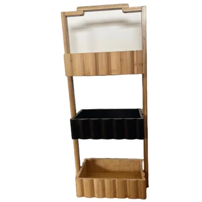 Bamboo Bathroom Shelf & Towel Rack Storage Organizer Shower Caddy Stand Customizable Color & Size