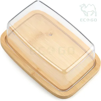 Serving Tray Plate Seal Cover Platters Food Container Butter Dish with Bamboo Board
