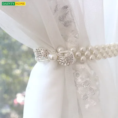 Wholesale Pearl Bow Style Curtain Holdback Tiebacks , Magnetic Curtain Tiebacks Modern Curtain Accessories