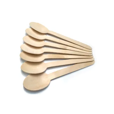High Quality Wood Spoon Disposable Biodegradable Customized Logo Birch Eco Wooden Cutlery