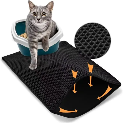 Wholesale Double Layer Waterproof Urine Proof Trapping Cat Litter Trapping Box Mat OEM ODM High Quality EVA Cat Litter Catcher