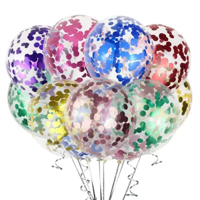 Customizable Wedding Decoration Birthday Party Decoration 12 Inch Paper Sequin Balloon Stuff Golden Bubble Confetti Balloon