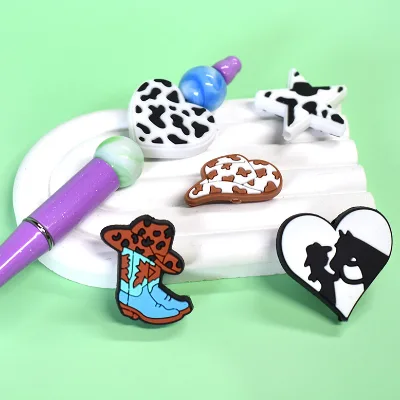 Hot Stationary Accessories Pen Rubber Silicone Charms Fancy Beaded Bracelets Beads Accessories Focal Beads for Pen Making