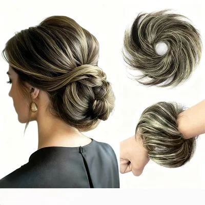 Human Hair Buns Ponytail Hairpiece Brazilian Hair Pieces Bun for Women Scrunchies Updos Donut Chignon Real Human Hair Extensions