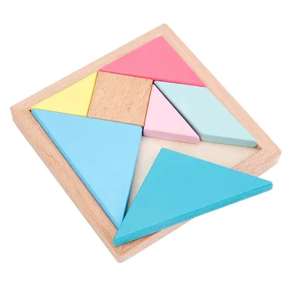Accept Custom OEM ODM Colorful Tangram Teaching Aids Wooden Classic Intelligence Development Puzzle
