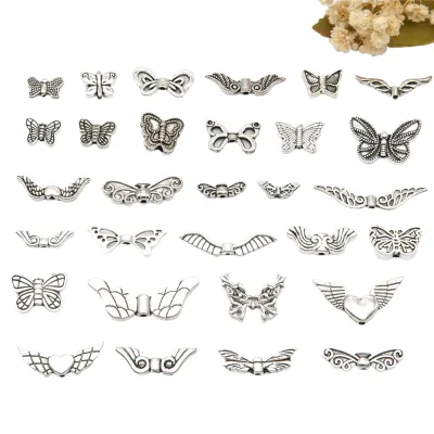 DIY Vintage Alloy Jewelry With Ancient Silver Through-Hole Accessories, Handcrafted Wing Hand Necklace