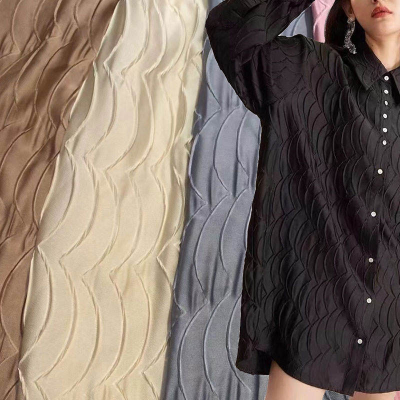 Pleated Material Creasing Crinkle Jacquard Satin Wrinkled Textile Fabrics 100% Polyester Crepe Crinkle Fabric