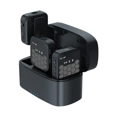 2.4G Wireless Lavalier Microphone with Charging Compartment and Built-in Lithium Battery