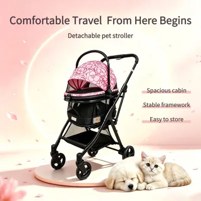 JXB PG8140 Detachable One-Click Fold Lightweight Breathable Pet Trolley for Cats Dogs Outdoor Travel
