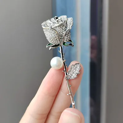 Korean Style Rose Elegant Pearl Exquisite Advanced Sense Corsage Flower Brooch