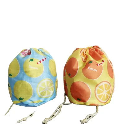 Custom Wholesale Fruit Bundle Pocket 210D Polyester Drawstring Bag with Custom logo