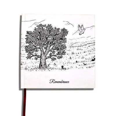 Custom Hardcover Memorial Guest Book Kraft Paper with Offset Printing Coated Cardboard Cover Model Number Cards
