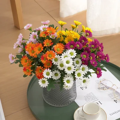 Artificial Silk Daisy Flower Bouquet for Home Table Centerpieces Arrangement Decoration