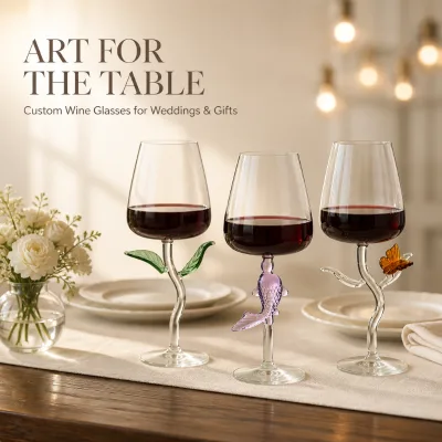 Personalized Custom Wine Glasses Artistic Stemmed Goblets for Wedding Celebration Party Table Setting Gift Shunstone Supplier