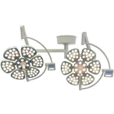 EUR VET Professional Double Head LED Surgical Operating Lamp Ceiling Mounted Petal Design Shadowless Light for Pet Surgery Room