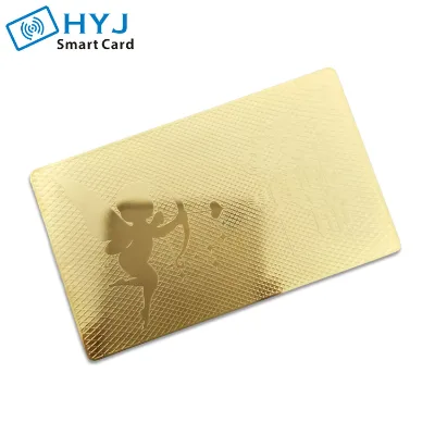 Brush Surface Gold Custom Business Metal Card with Embossing and Offset Printing