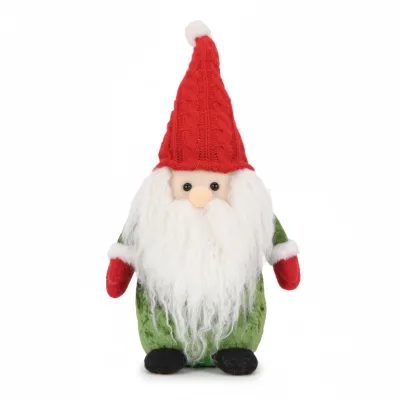 New Model Santa Claus Figurine Knit Gnome Plush Stuffed Doll Red Green Christmas Decoration